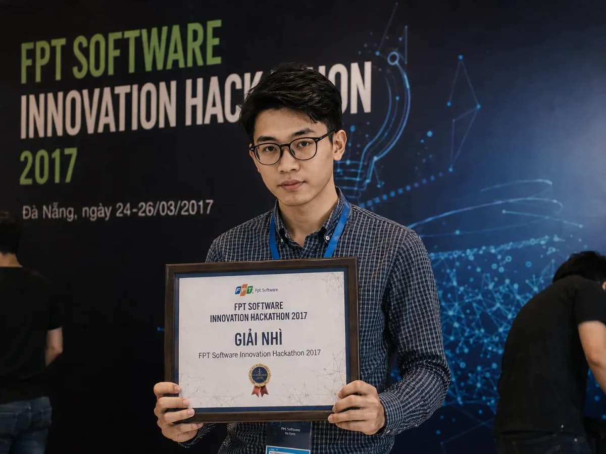 Minh Nguyen nhận giải Nhì FPT Software Innovation Hackathon 2017 tại Đà Nẵng