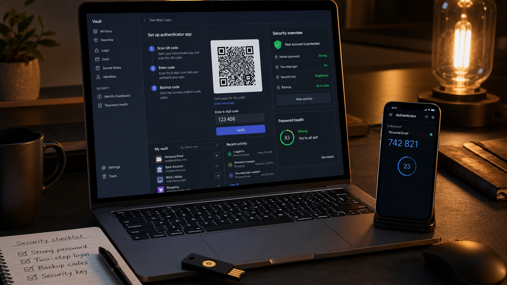 Bảo mật tài khoản cá nhân 2026 cho người Việt — 5 thói quen cần đổi: chuyển sang passkey thay password truyền thống, dùng password manager 1Password Bitwarden, bật MFA hardware key YubiKey cho account quan trọng, kiểm tra haveibeenpwned định kỳ, không tái sử dụng password.