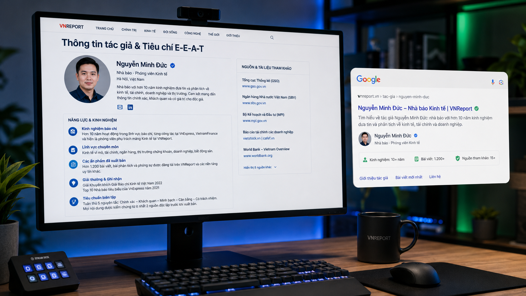 E-E-A-T cho website Việt Nam 2026 — Experience Expertise Authoritativeness Trustworthiness: 4 yếu tố Google đánh giá chất lượng nội dung, đặc biệt quan trọng với niche YMYL (Your Money Your Life) như tài chính, sức khỏe, pháp lý — tăng rank trong AI Overview.