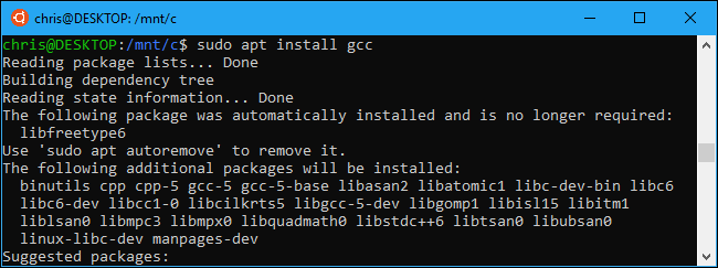 Installing GNU Compiler Collection with apt.
